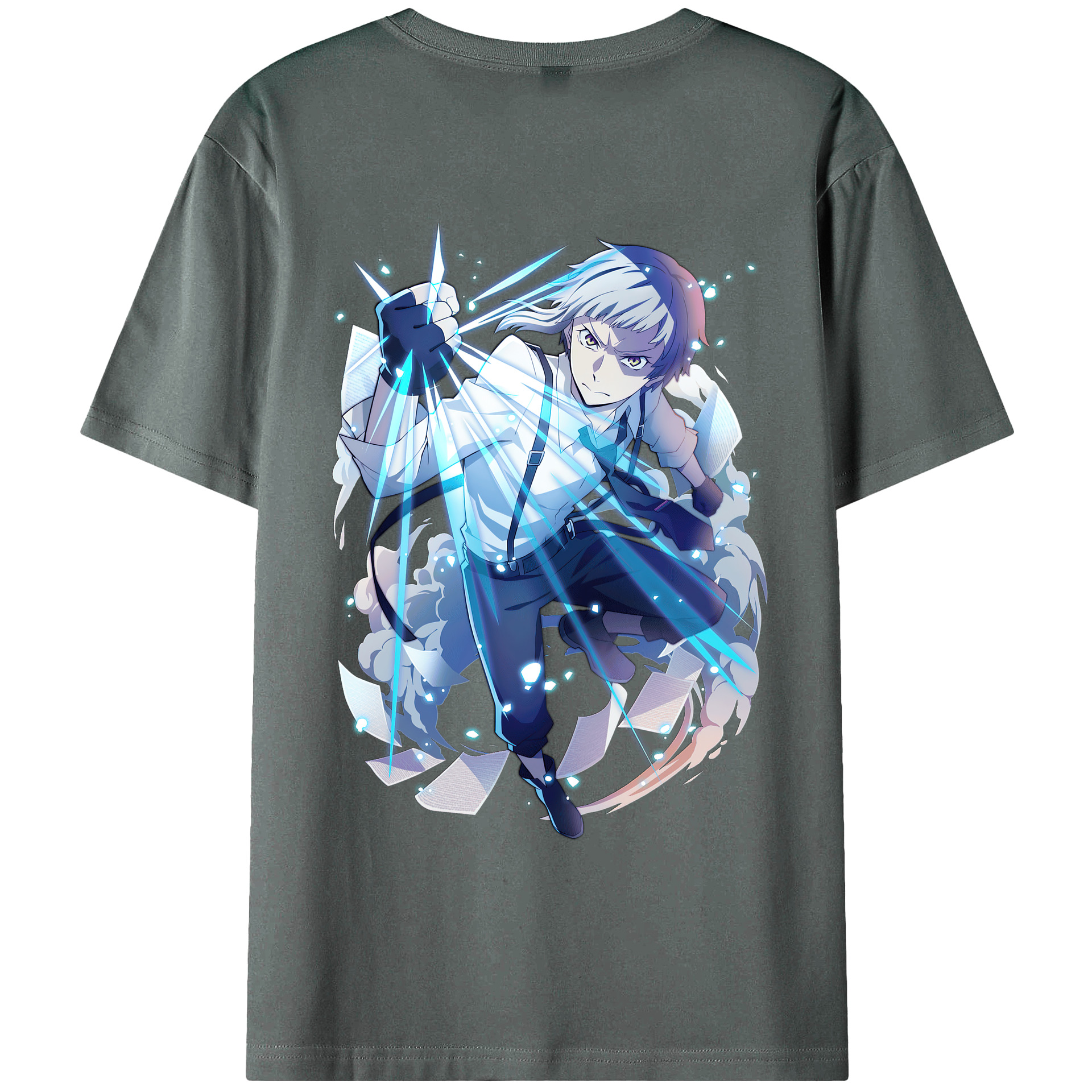 （画像用） 文豪ストレイドッグス Bungo Stray Dogs 綿100％ メンズ半袖Tシャツ（バックプリント） 通気性